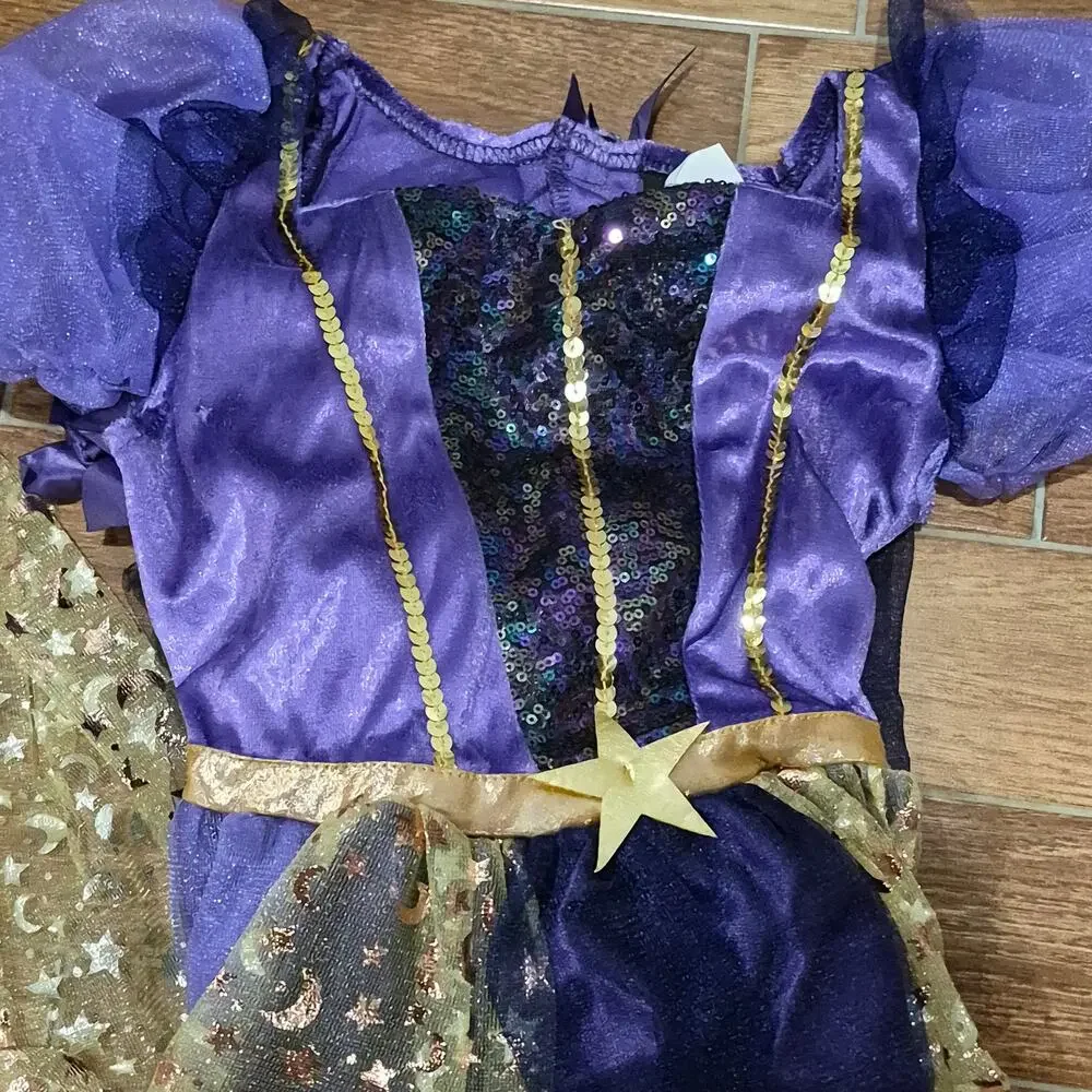 NEW Halloween Costume purple glitter elegant Witch Costume Girls size small